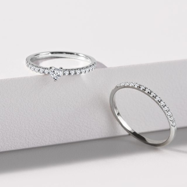 WHITE GOLD HALF-ETERNITY RING WITH DIAMONDS - WOMEN'S WEDDING RINGS - 