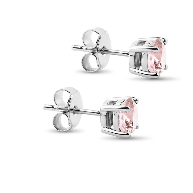 MORGANITE STUD EARRINGS IN WHITE GOLD - MORGANITE EARRINGS - 