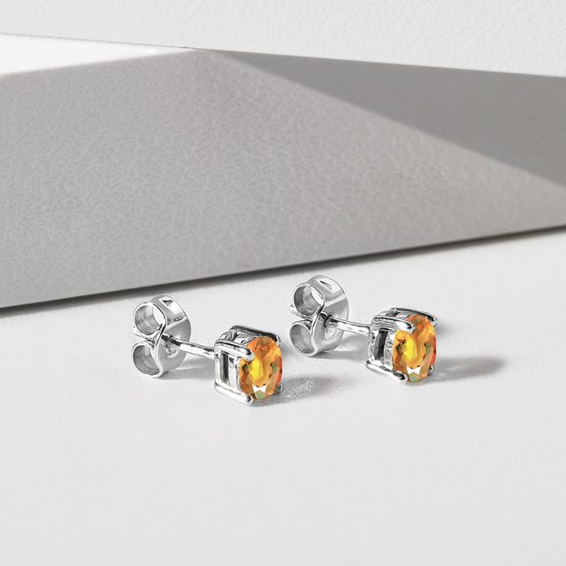 MADEIRA CITRINE EARRINGS IN YELLOW GOLD - CITRINE EARRINGS - 