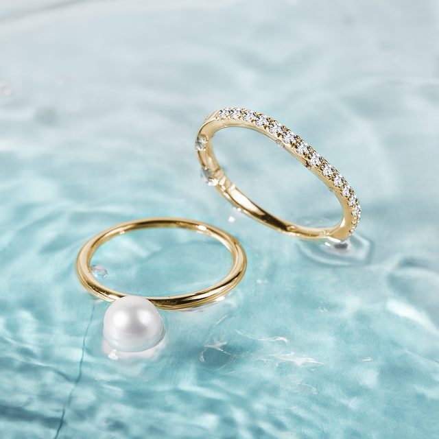 FRESHWATER PEARL RING IN YELLOW GOLD - PEARL RINGS - 