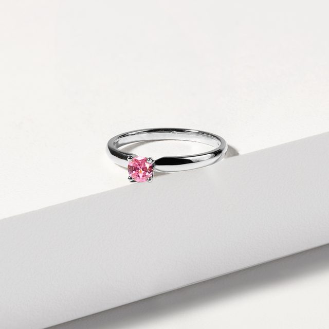 RING OF WHITE GOLD PINK SAPPHIRE - SAPPHIRE ENGAGEMENT RINGS - 