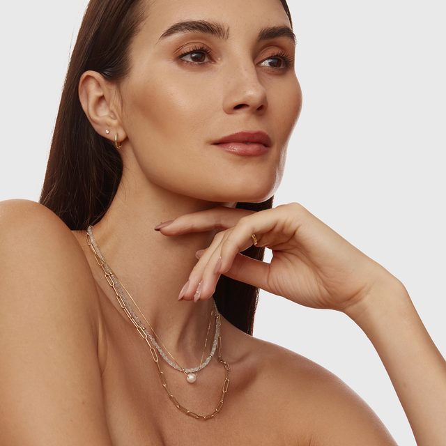 MINIMALIST 14K GOLD NECKLACE WITH AKOYA PEARL - PEARL PENDANTS - 