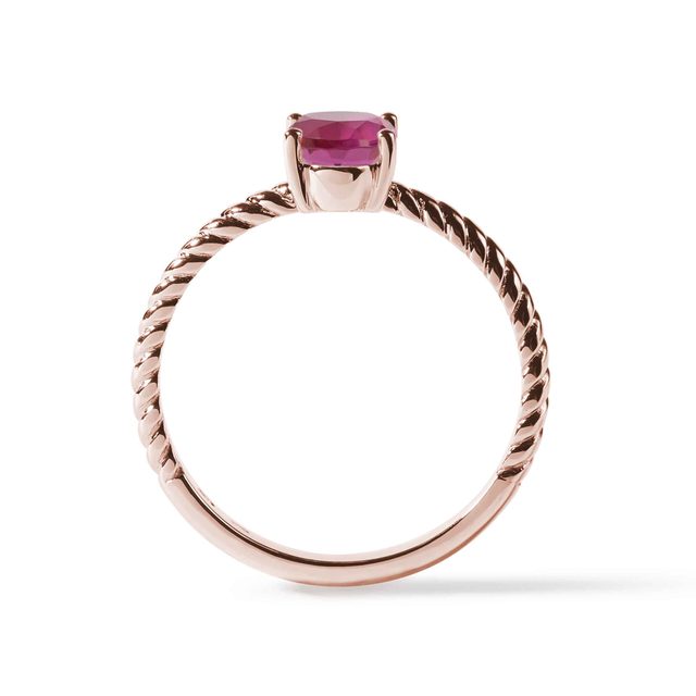 OVAL TOURMALINE ROSE GOLD RING - TOURMALINE RINGS - 