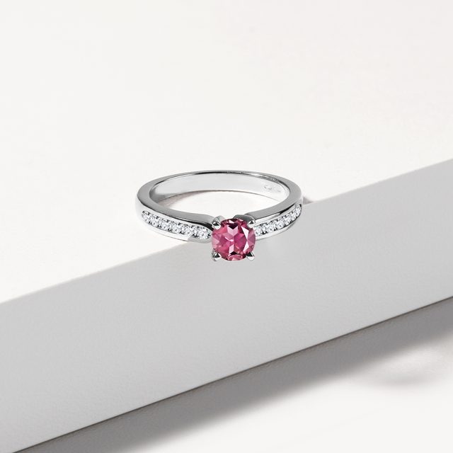TOURMALINE AND DIAMOND RING IN WHITE GOLD - TOURMALINE RINGS - 