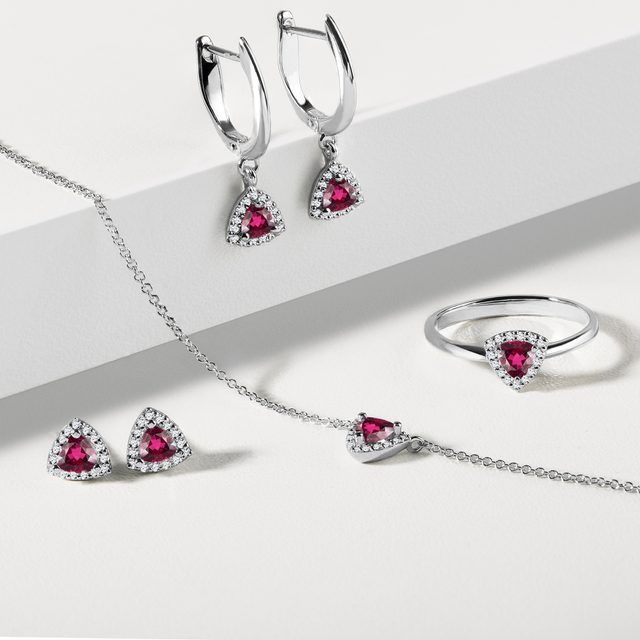 EARRINGS WITH RUBELLITES AND BRILLIANTS IN WHITE GOLD - TOURMALINE EARRINGS - 