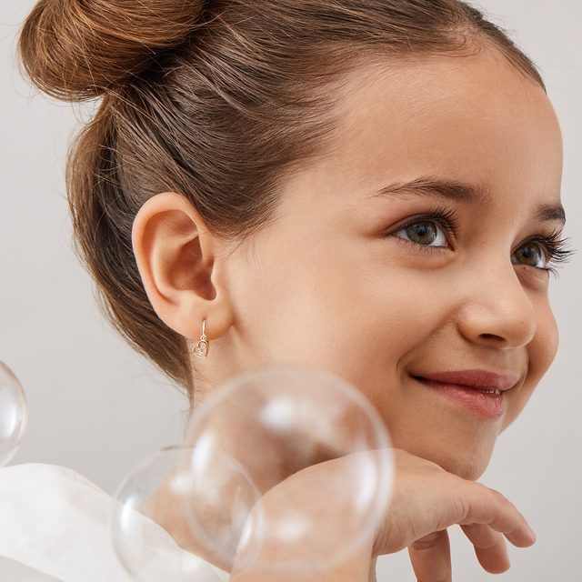 HEART-SHAPED CHILDREN'S EARRINGS IN ROSE GOLD - CHILDREN'S EARRINGS - 