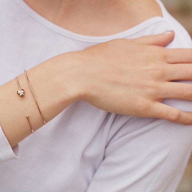 SHAMROCK DIAMOND BRACELET IN ROSE GOLD - CUFF BRACELETS - 
