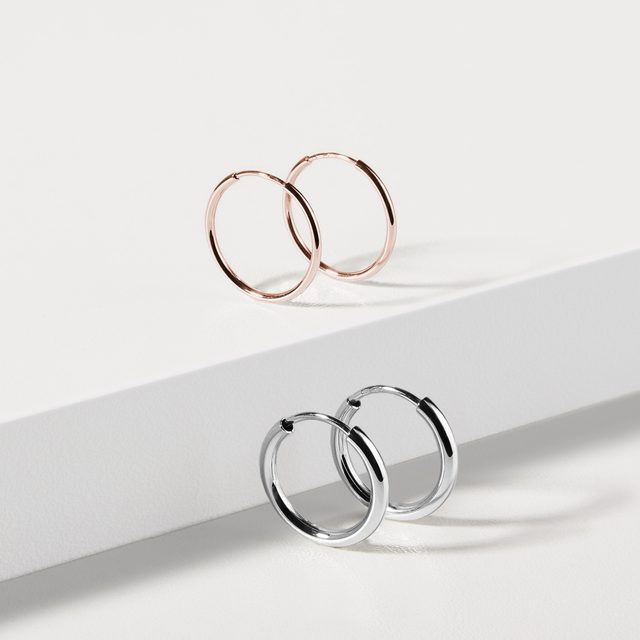 16MM HOOP EARRINGS IN ROSE GOLD - ROSE GOLD EARRINGS - 