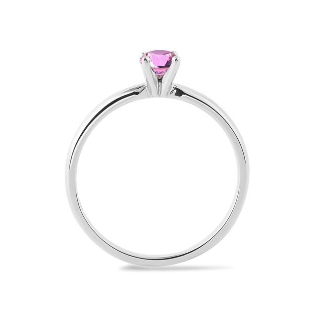 RING OF WHITE GOLD PINK SAPPHIRE - SAPPHIRE ENGAGEMENT RINGS - 