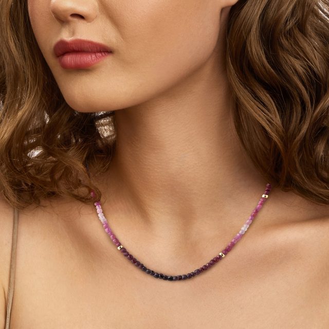 RUBY NECKLACE IN YELLOW GOLD - MINERAL NECKLACES - 