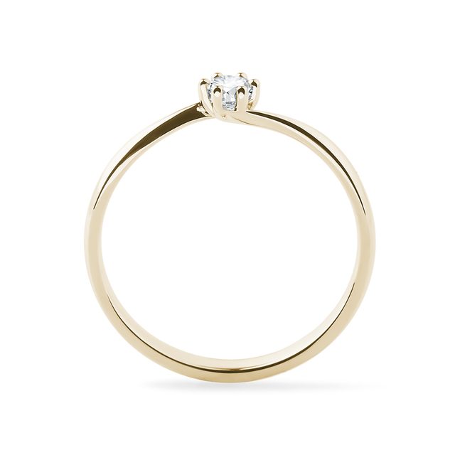 RING IN 14K YELLOW GOLD WITH BRILLIANT - BRILLIANT CUT DIAMOND ENGAGEMENT RINGS - 