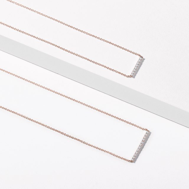 ROSE GOLD DIAMOND BAR NECKLACE - DIAMOND NECKLACES - 