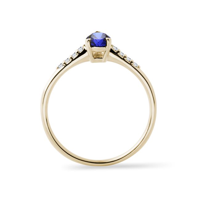 SAPPHIRE AND DIAMOND RING IN YELLOW GOLD - SAPPHIRE ENGAGEMENT RINGS - 