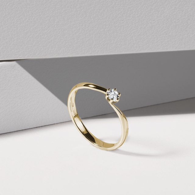 RING IN 14K YELLOW GOLD WITH BRILLIANT - BRILLIANT CUT DIAMOND ENGAGEMENT RINGS - 