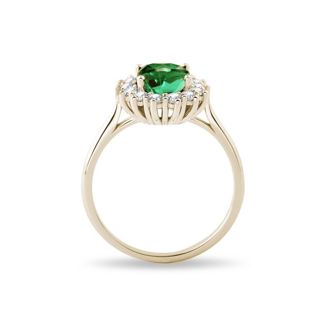 GREEN TOURMALINE AND DIAMOND RING IN YELLOW GOLD - TOURMALINE RINGS - 