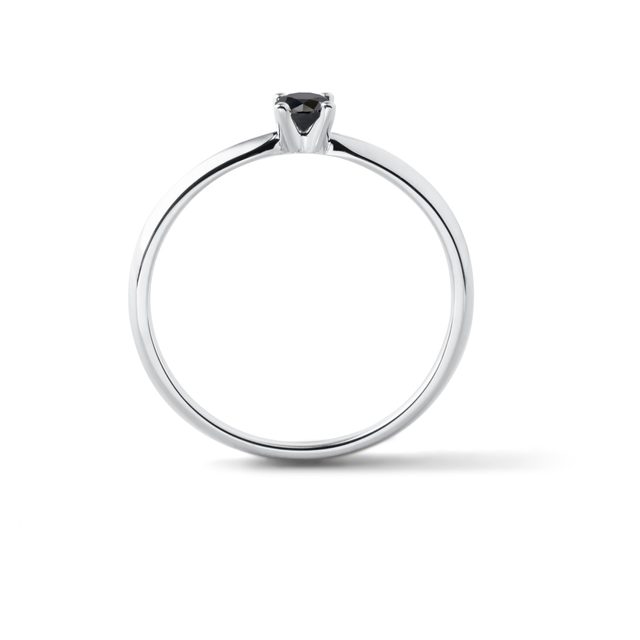 BLACK DIAMOND ENGAGEMENT RING IN WHITE GOLD - FANCY DIAMOND ENGAGEMENT RINGS - 