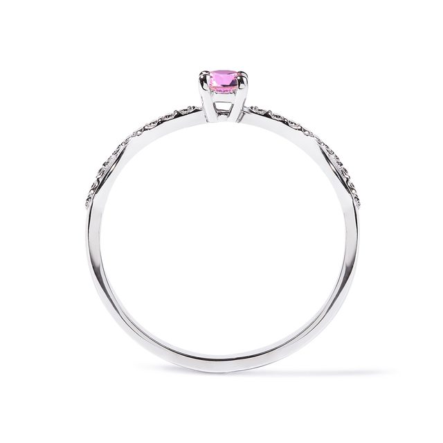 PINK SAPPHIRE AND DIAMOND ENGAGEMENT RING IN WHITE GOLD - SAPPHIRE ENGAGEMENT RINGS - 