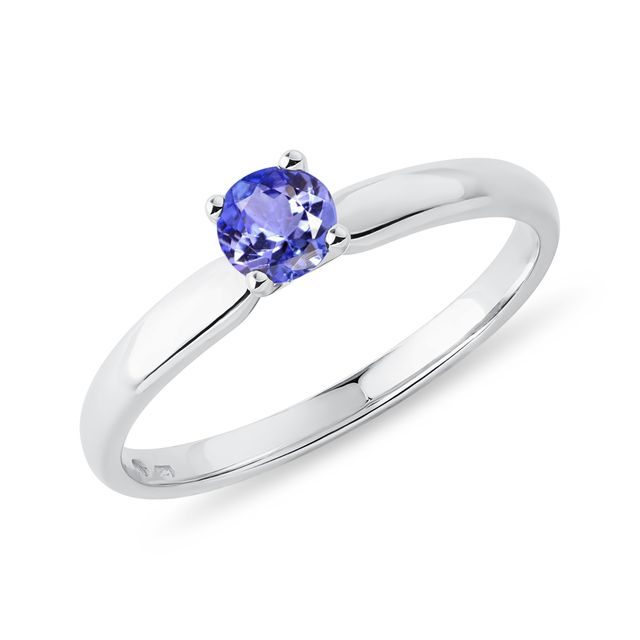 BAGUE EN OR BLANC 14 CT AVEC TANZANITE - BAGUES EN TANZANITE - BAGUES