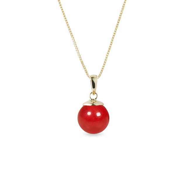 CORAL PENDANT IN YELLOW GOLD - SEASONS COLLECTION - KLENOTA COLLECTIONS