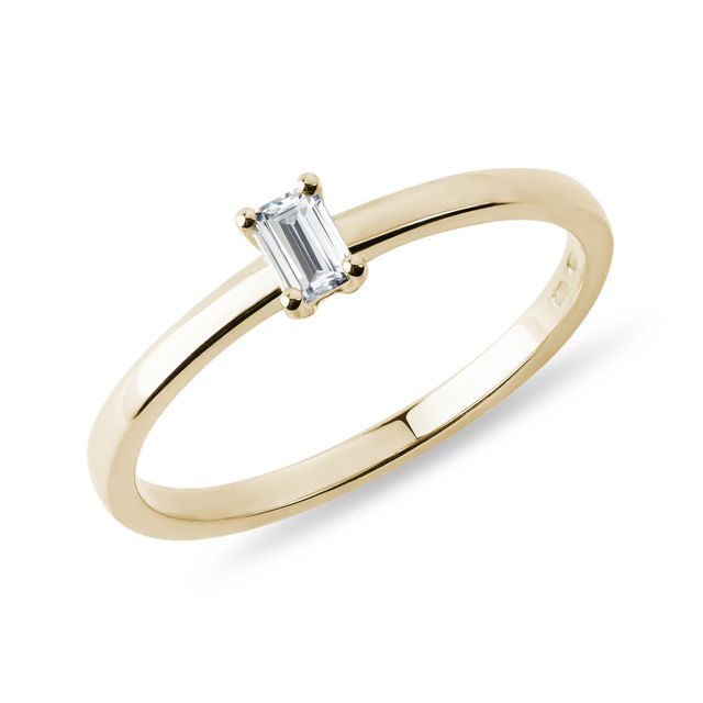 EMERALD CUT DIAMOND GOLD RING - DIAMOND ENGAGEMENT RINGS - ENGAGEMENT RINGS