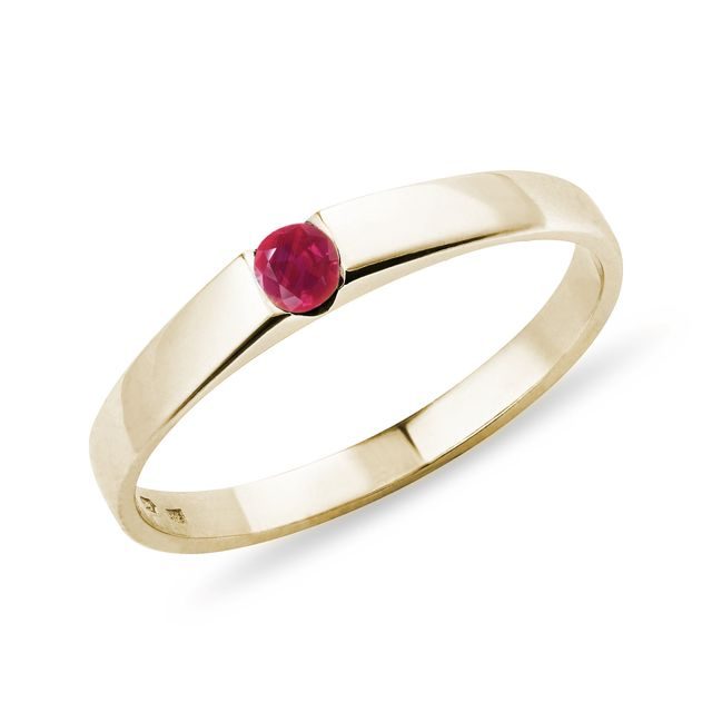 MINIMALIST RUBY RING IN YELLOW GOLD - RUBY RINGS - RINGS