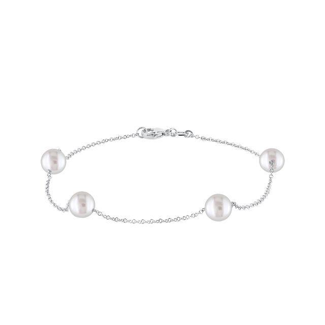 BRACELET MADE OF WHITE GOLD WITH AKOYA PEARLS - PEARL BRACELETS - PEARL JEWELRY