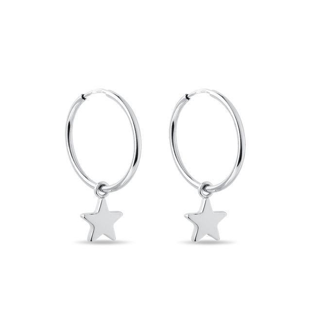 HOOP EARRINGS WITH STARS IN WHITE GOLD - WHITE GOLD EARRINGS - EARRINGS