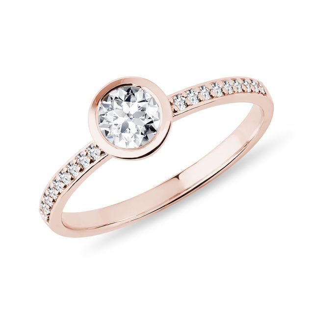BEZEL DIAMOND ENGAGEMENT RING IN ROSE GOLD - DIAMOND ENGAGEMENT RINGS - ENGAGEMENT RINGS