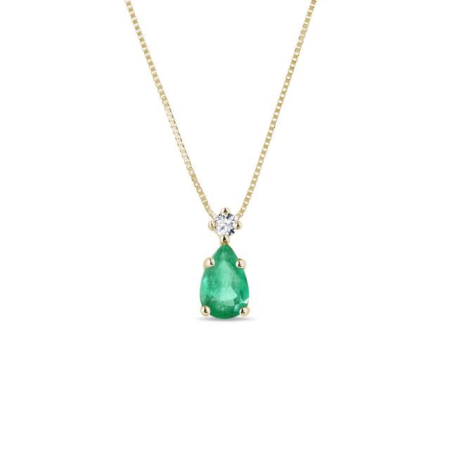 GOLD NECKLACE WITH EMERALD AND DIAMOND - EMERALD NECKLACES - NECKLACES