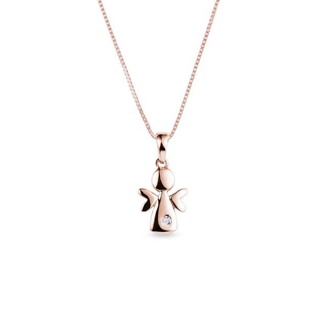 ANGEL NECKLACE WITH A DIAMOND IN ROSE GOLD - CHILDREN'S NECKLACES - NECKLACES