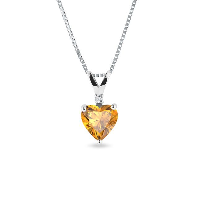 CITRINE AND DIAMOND NECKLACE IN WHITE GOLD - CITRINE NECKLACES - NECKLACES