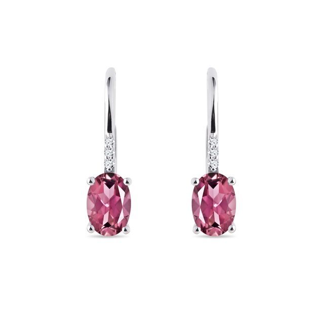 WHITE GOLD EARRINGS WITH DIAMONDS AND TOURMALINE - TOURMALINE EARRINGS - EARRINGS