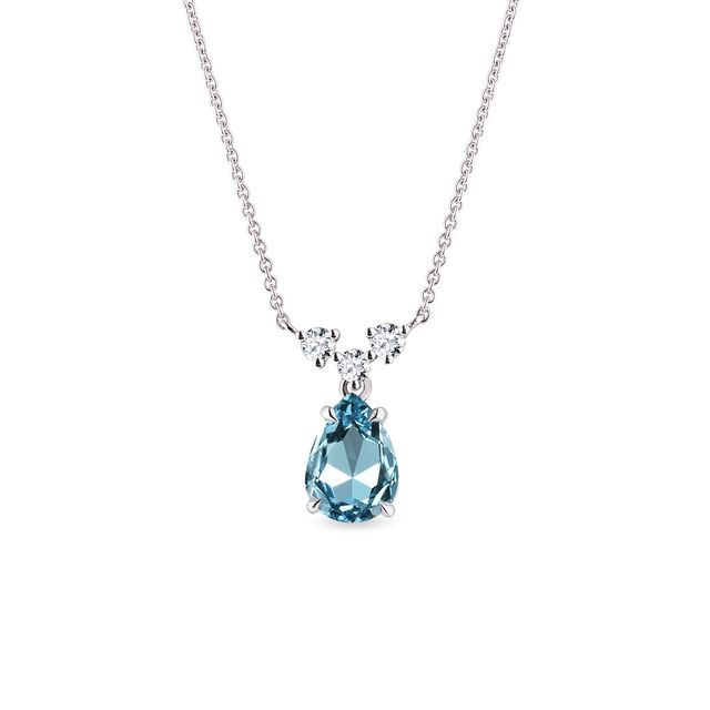 SWISS TOPAZ AND DIAMOND NECKLACE IN WHITE GOLD - TOPAZ NECKLACES - NECKLACES