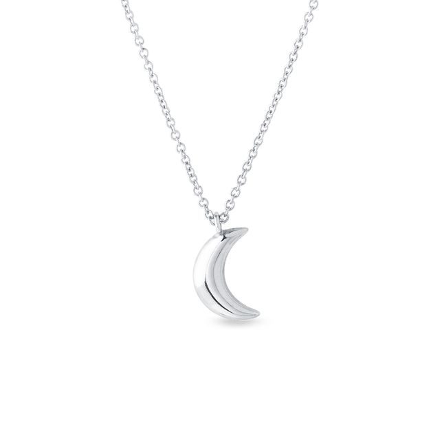 CRESCENT-SHAPED PENDANT IN WHITE GOLD - WHITE GOLD NECKLACES - NECKLACES