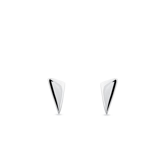 PUCES D'OREILLES TRIANGULES EN OR BLANC - BOUCLES D'OREILLES EN OR BLANC - BOUCLES D'OREILLES