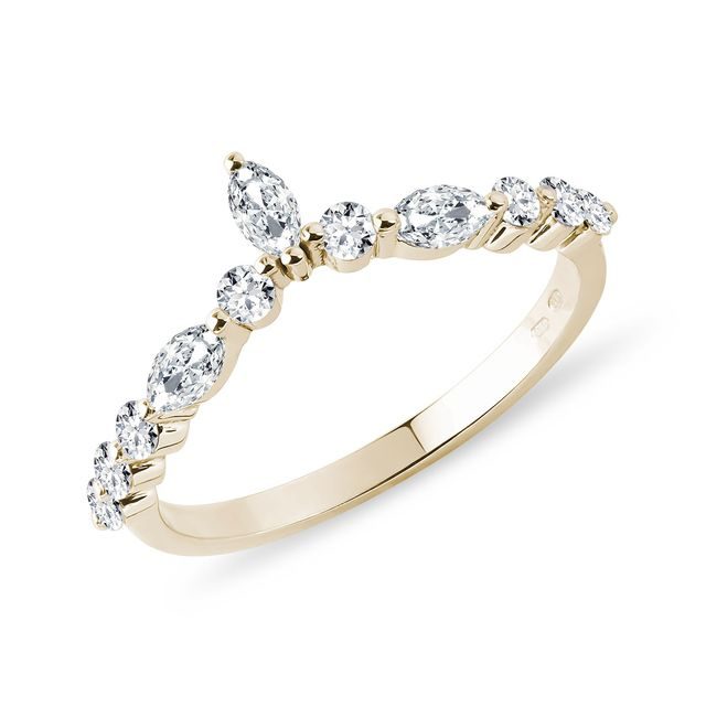 DIAMOND RING MADE OF 14K YELLOW GOLD - WOMEN'S WEDDING RINGS - WEDDING RINGS