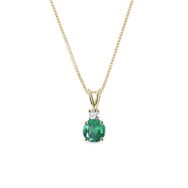EMERALD AND DIAMOND GOLD NECKLACE - EMERALD NECKLACES - NECKLACES