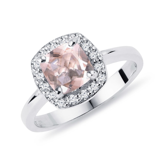 RING WITH MORGANITE AND WHITE GOLD DIAMONDS - MORGANITE RINGS - RINGS