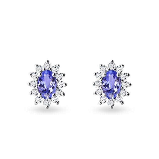 EARRINGS IN 14K WHITE GOLD WITH DIAMONDS AND TANZANITES - TANZANITE EARRINGS - EARRINGS