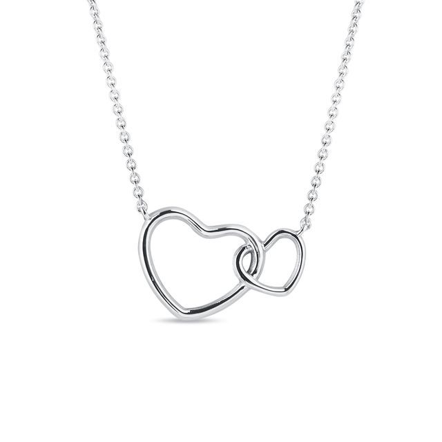 LINKED HEARTS NECKLACE IN 14K WHITE GOLD - WHITE GOLD NECKLACES - NECKLACES