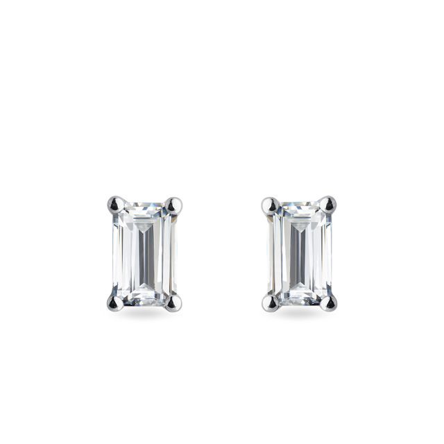 EMERALD CUT MOISSANITE STUD EARRINGS IN WHITE GOLD - WHITE GOLD EARRINGS - EARRINGS