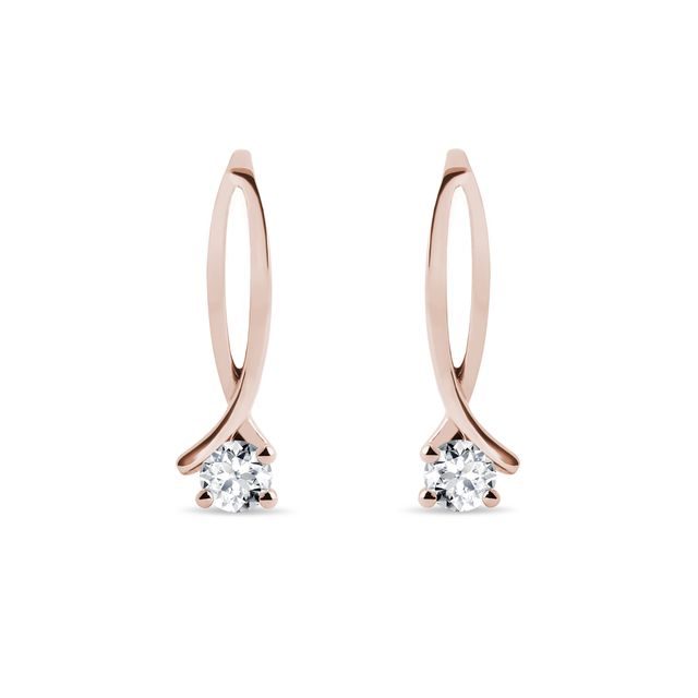 DOUBLE RIBBON DIAMOND EARRINGS IN ROSE GOLD - DIAMOND EARRINGS - EARRINGS
