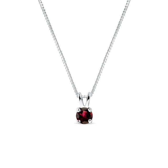 RED GARNET NECKLACE IN WHITE GOLD - GARNET NECKLACES - NECKLACES