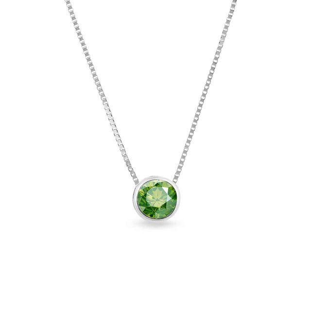 GREEN DIAMOND NECKLACE IN 14K WHITE GOLD - DIAMOND NECKLACES - NECKLACES
