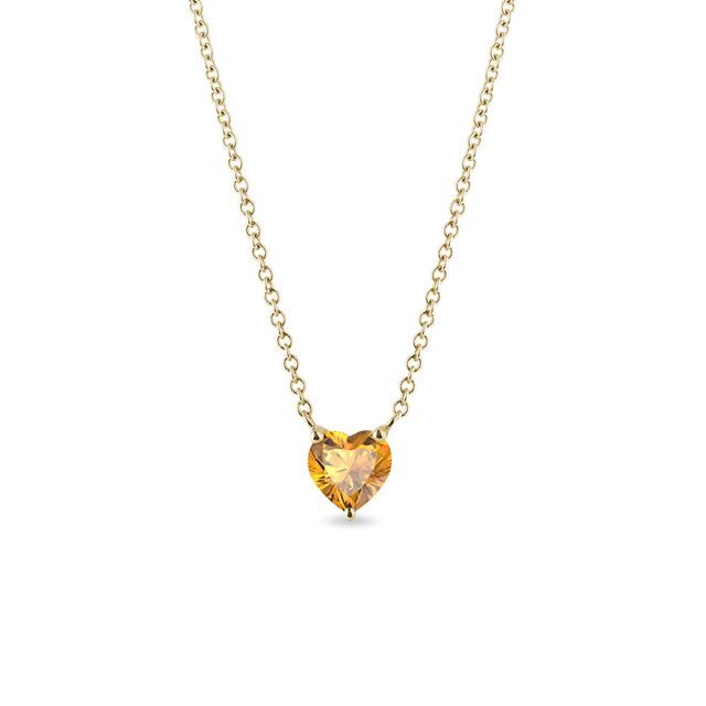 HEART-SHAPED CITRINE NECKLACE IN GOLD - CITRINE NECKLACES - NECKLACES