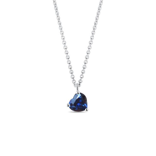 HEART SHAPED SAPPHIRE PENDANT NECKLACE IN WHITE GOLD - SAPPHIRE NECKLACES - NECKLACES