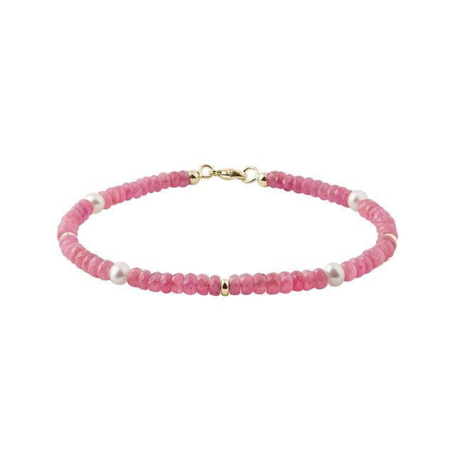 ARMBAND AUS ROSA SAPHIREN, PERLEN UND GELBGOLD - MINERALARMBÄNDER - ARMBÄNDER