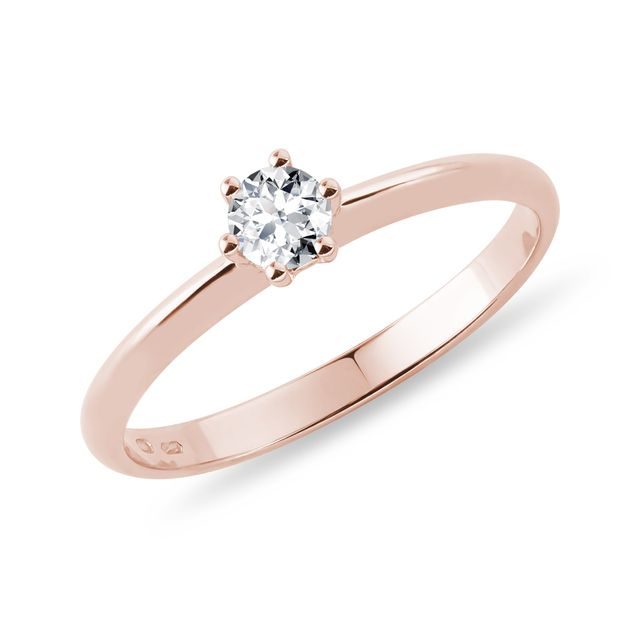 BAGUE DE FIANÇAILLES EN OR ROSE ET DIAMANT - SOLITAIRES - BAGUES DE FIANÇAILLES