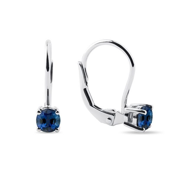 SAPPHIRE PENDANT EARRINGS IN WHITE GOLD - SAPPHIRE EARRINGS - EARRINGS