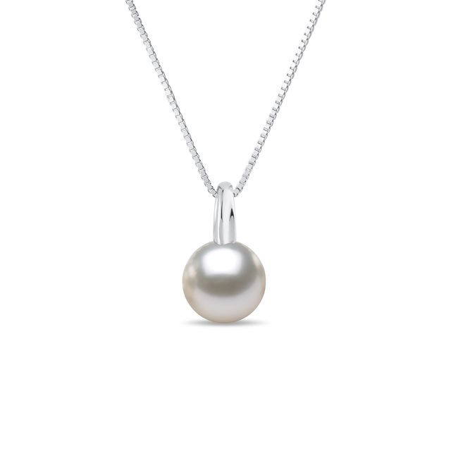 WHITE GOLD PENDANT WITH AKOYA PEARL - PEARL PENDANTS - PEARL JEWELRY